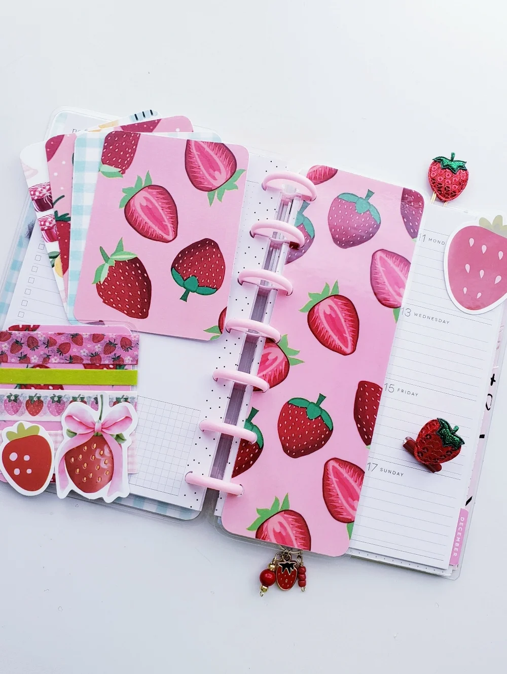 Strawberry Sweet Berries Pink Girly Planner HP Mini Size Cover Set